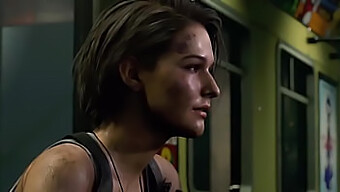 Jill Valentine, Egy Barna Szépség, Forró Találkozást Élvez Egy Jó Adottságokkal Rendelkező Partnerrel Egy 3d Animációs Videóban